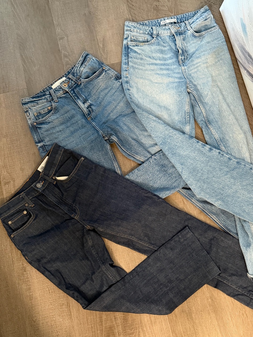 3 pairs Zara Jeans 34 Size Straight Fit, Mom, Fit and Cropped price for 3 pairs!
